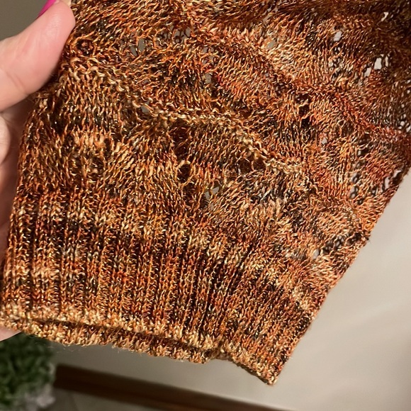 CATHERINES NWT CROCHET lightweight knit layering sweater cowl neck 1X rusty - Picture 5 of 12